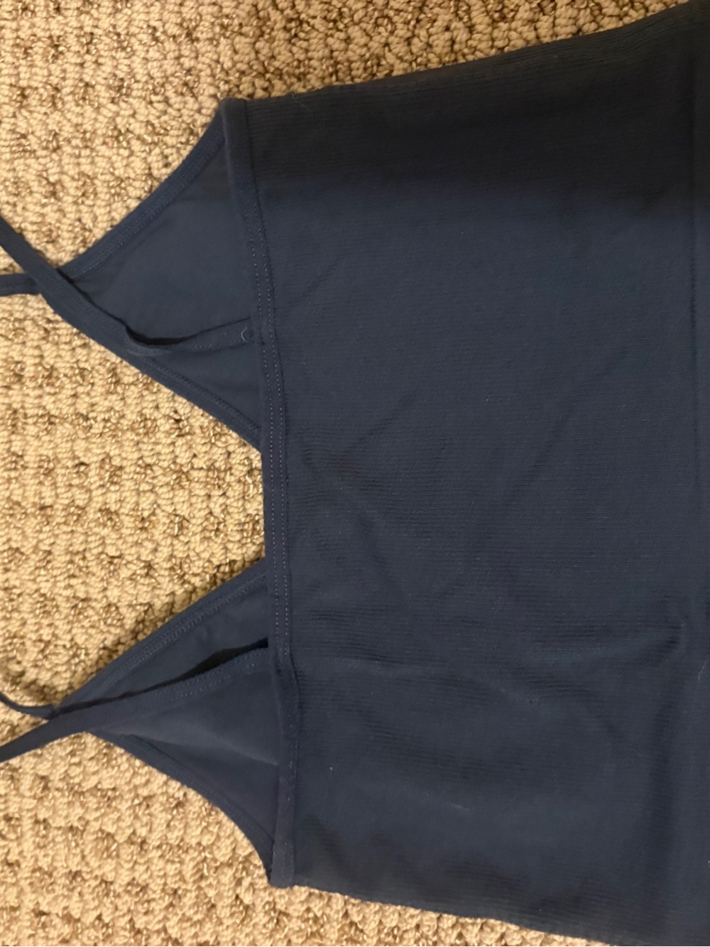 Garage Navy Blue Ribbed Crop Tank - Picture 2 of 3